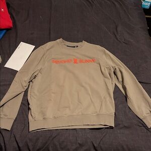 Psycho Bunny Beige Crewneck Sweater with Red Logo